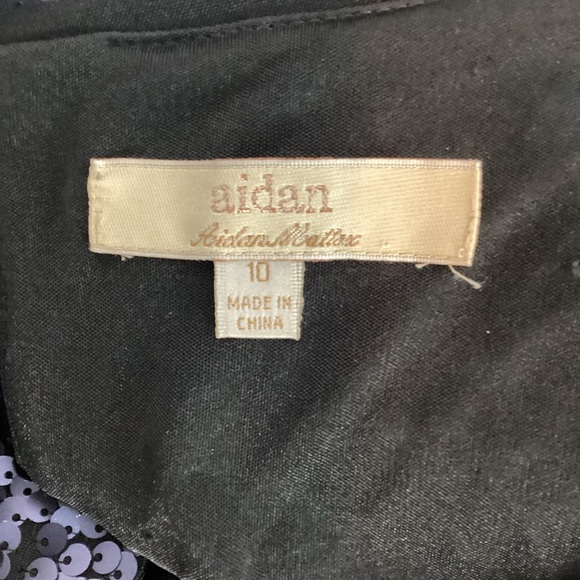 Aidan Mattox Navy Sequin Cold Shoulder Shift Dress Size 10 - Picture 6 of 7